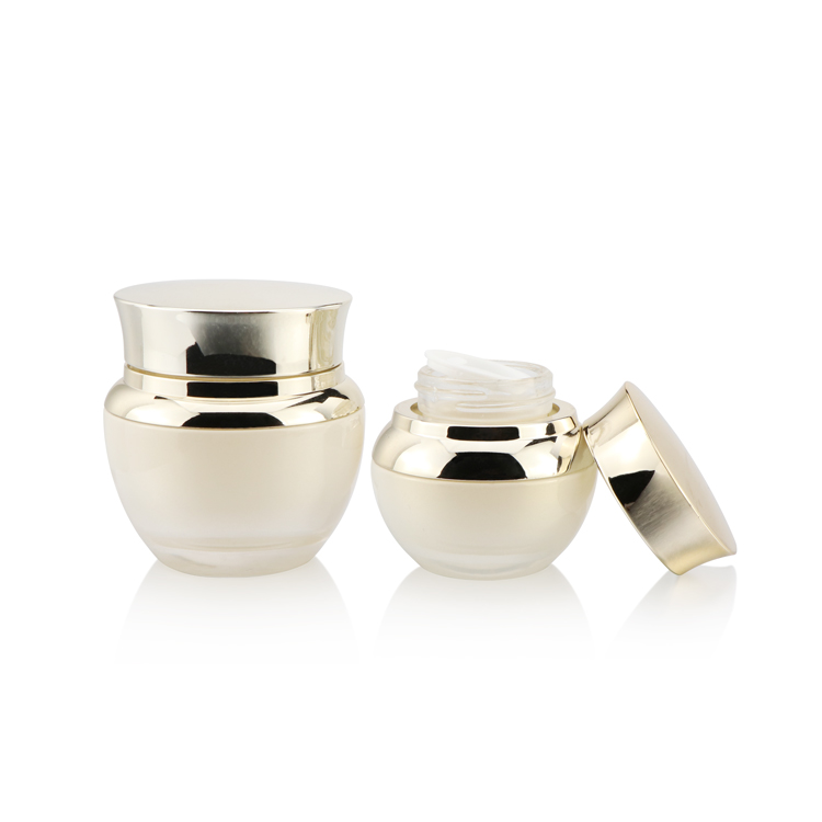 OEM biodegradable glass skin care cream jar packaging 20g 30g 50g empty gold cosmetic jar container for sale