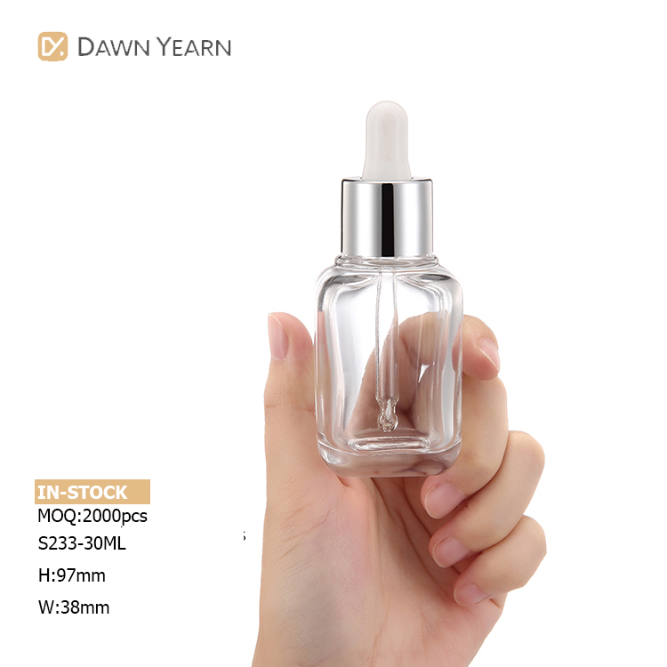 OEM brand logo clear 35 ml cosmetic liquid foundation glass bottle packaging eco