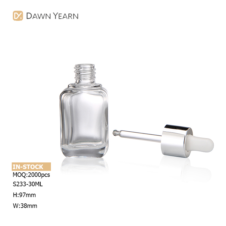 OEM brand logo clear 35 ml cosmetic liquid foundation glass bottle packaging eco