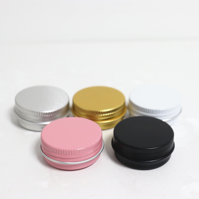 OEM colorful printing cosmetic face powder aluminum jar for lip balm