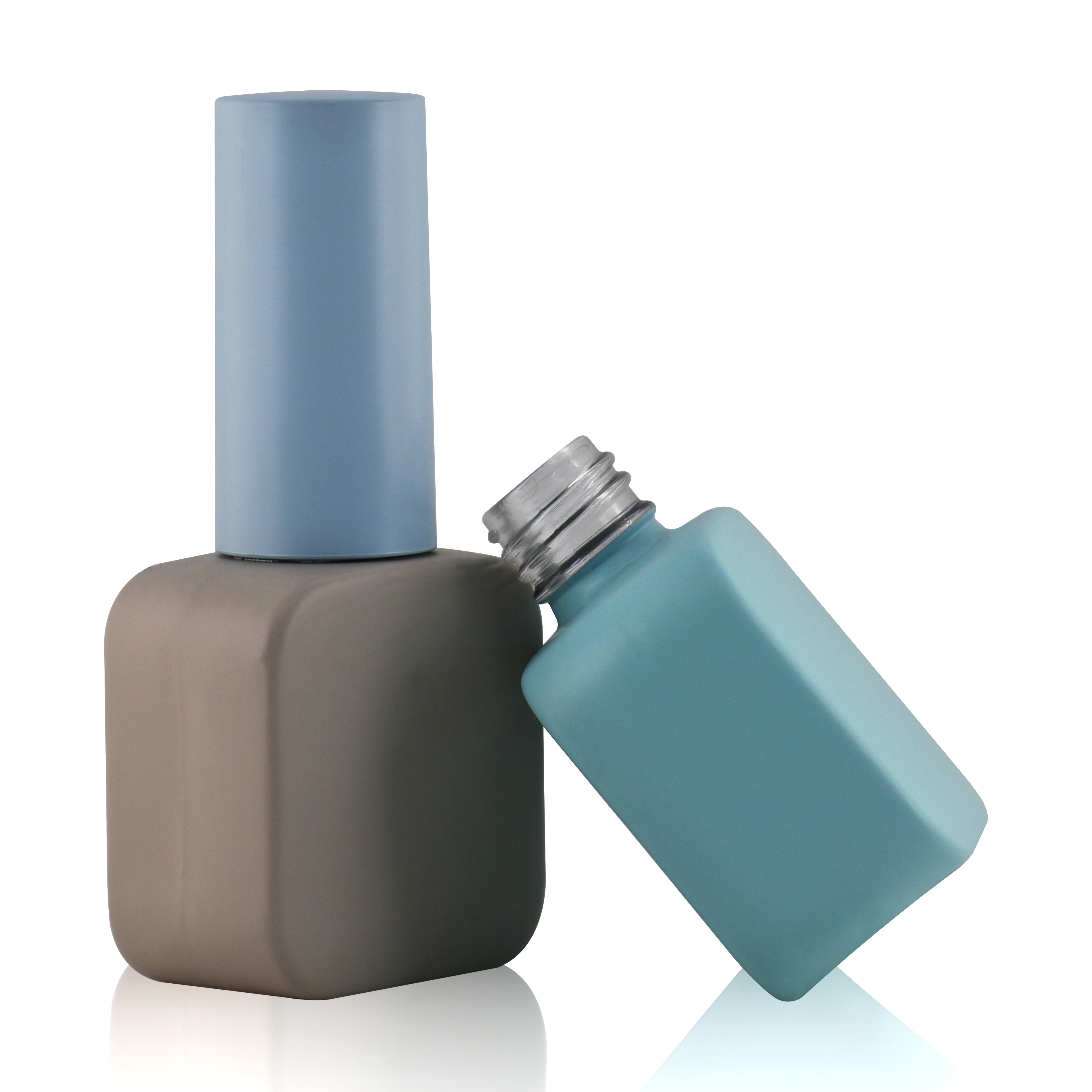 OEM custom UV gel 7ml 10ml 12ml 13ml 15ml white square empty glass nail polish bottle supplier with cap and brush