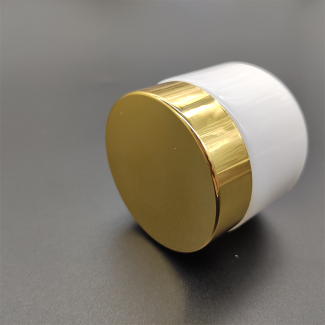 OEM custom logo 60ml glass white material cosmetic cream jar recyclable hemp container with gold and silver jar from china