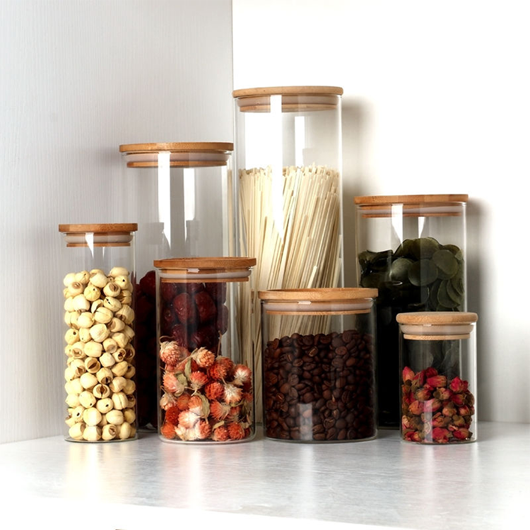 OEM custom logo glass food storage jar