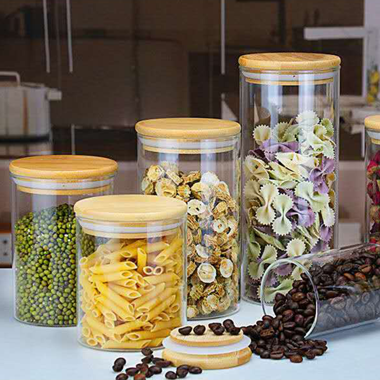 OEM custom logo glass food storage jar