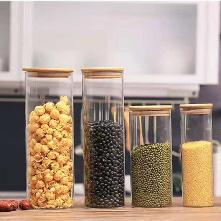 OEM custom logo glass food storage jar