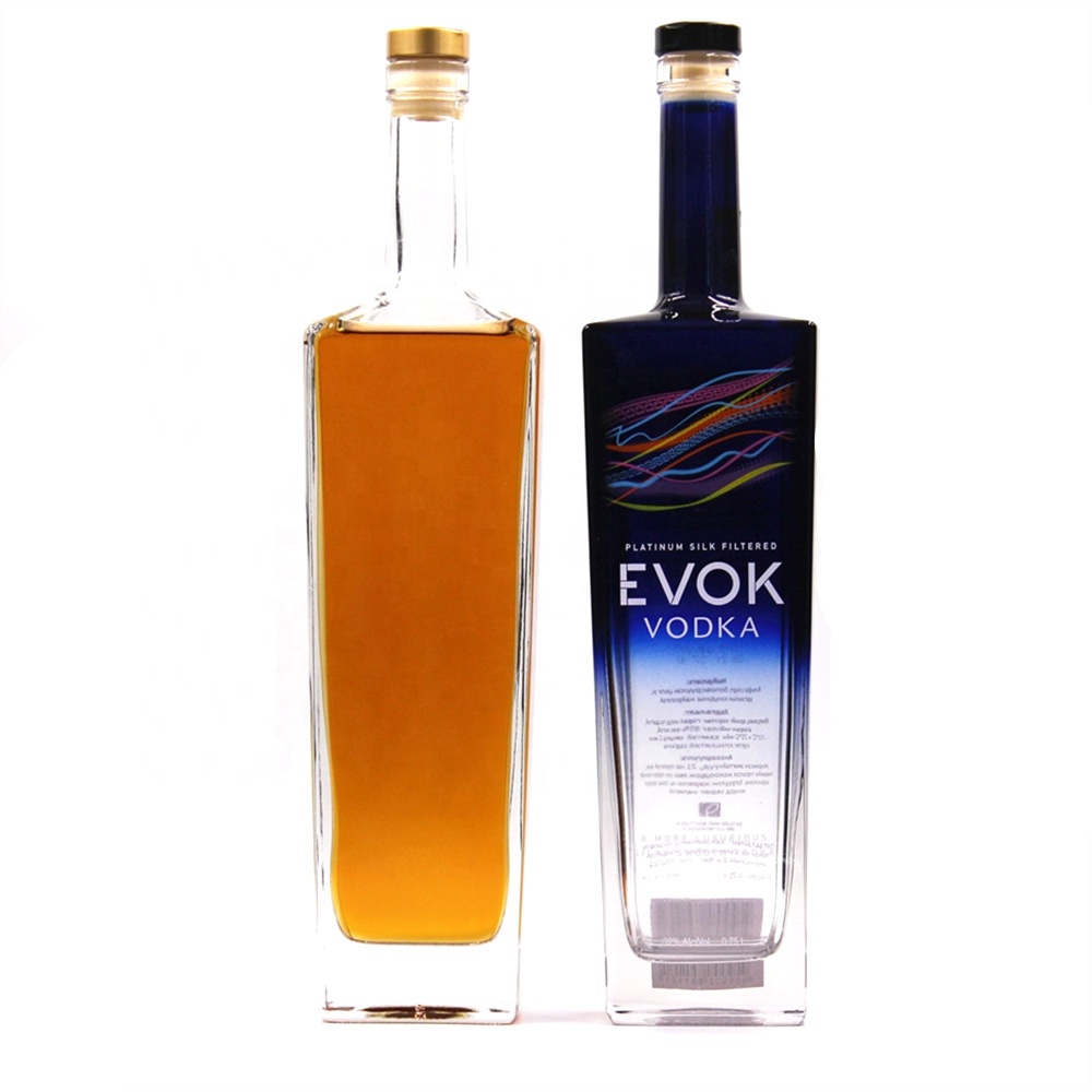 OEM custom printing premium taper tall exclusive delicate 750ml vodka liquor glass bottle