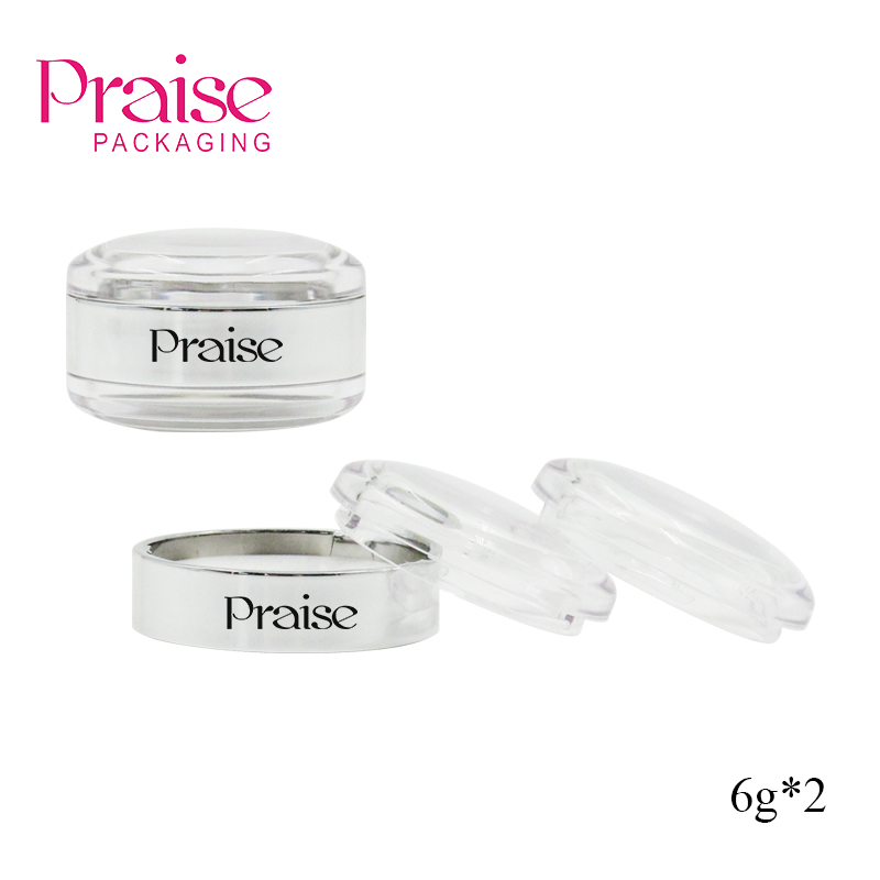 OEM custom trendy round double-layer lip mask bottle, 6g*2 transparent cosmetics container packaging free samples