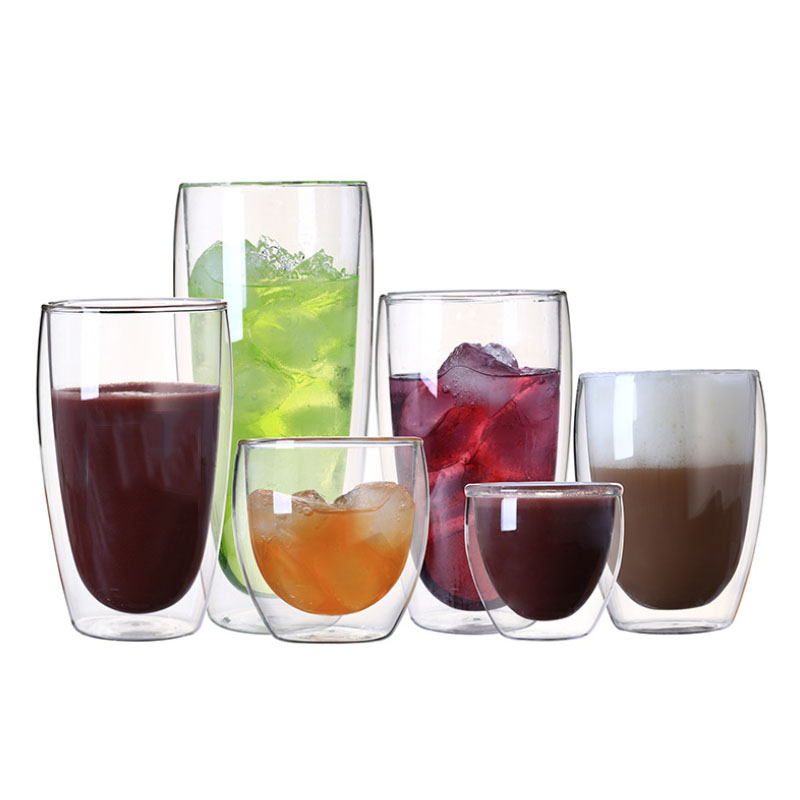 OEM customized egg shape double wall glass cup with high borosilicate glass cup wholesale