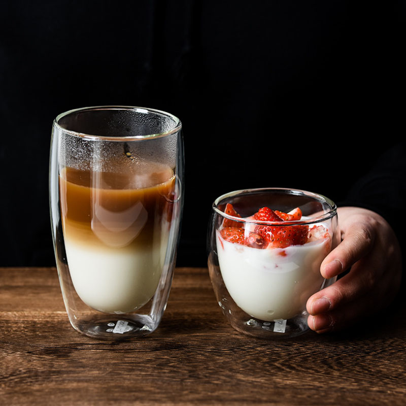 OEM customized egg shape double wall glass cup with high borosilicate glass cup wholesale