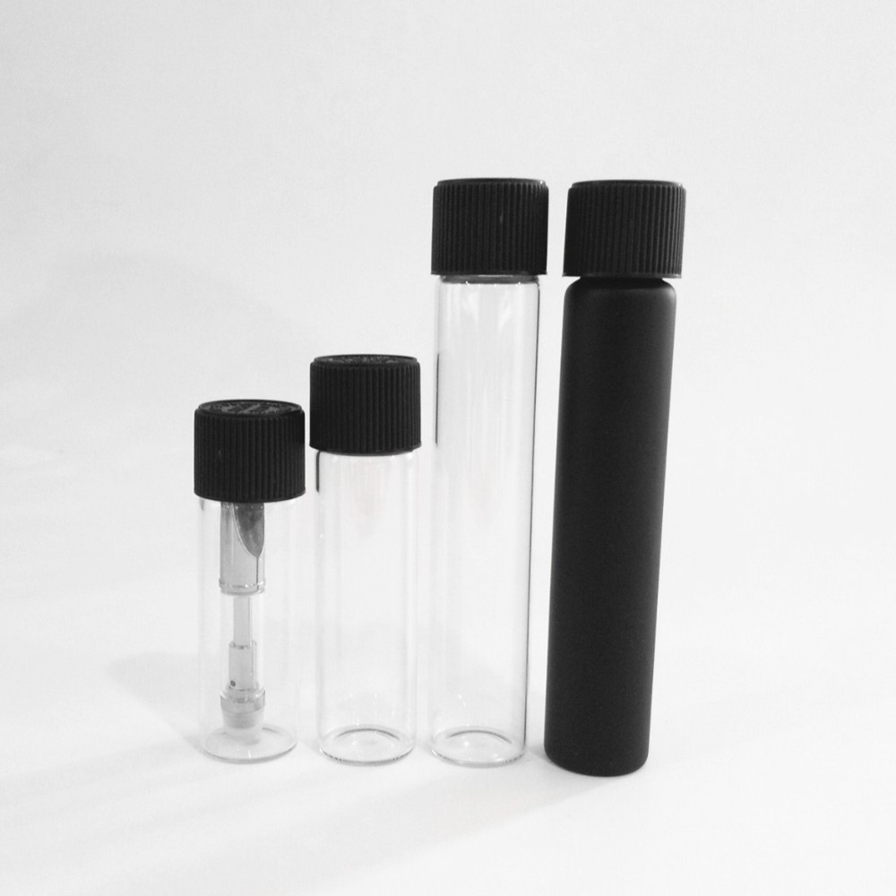 OEM logo or labeled clear glass preroll tubes with child proof cap for packaging 22*120 mm 24*120 mm
