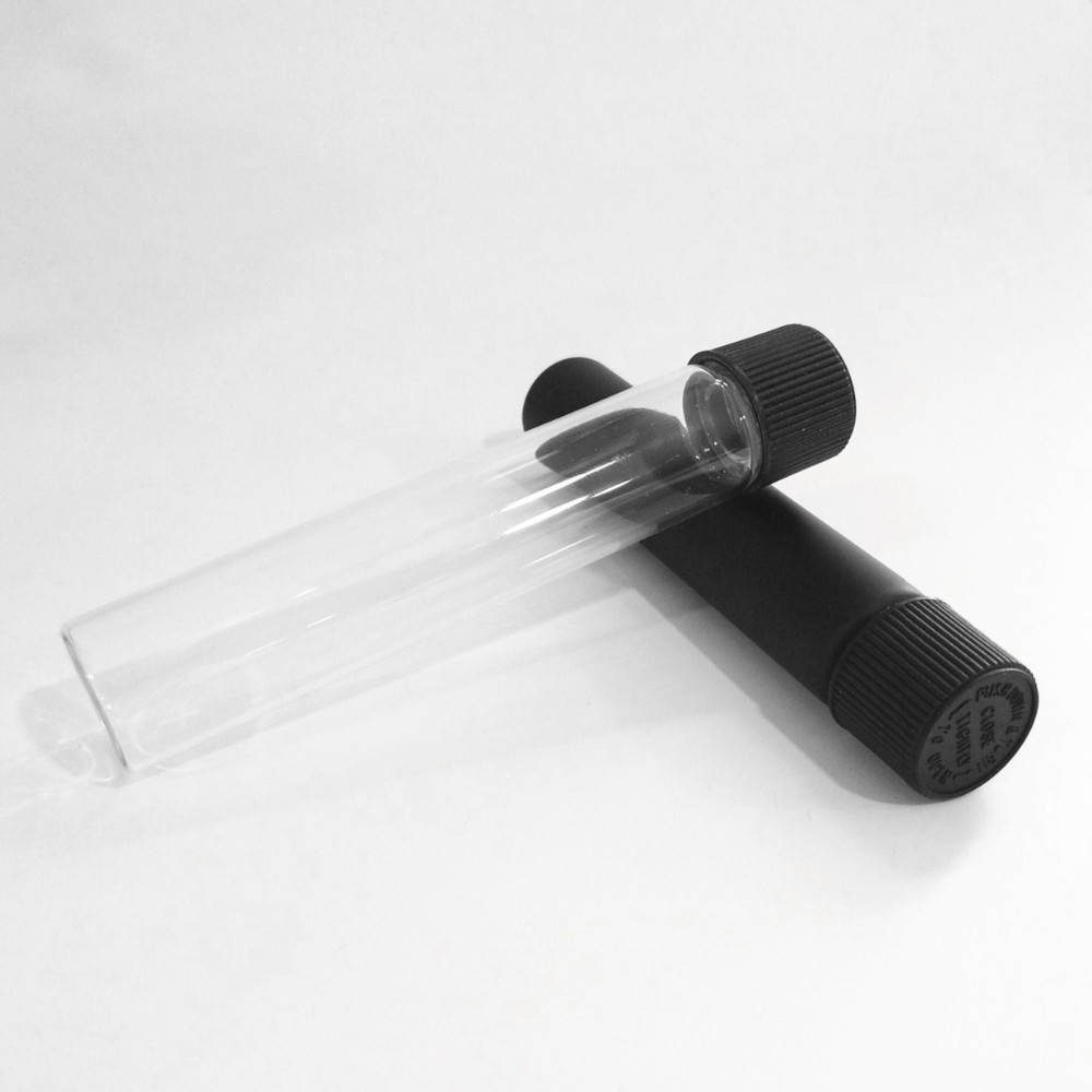 OEM logo or labeled clear glass preroll tubes with child proof cap for packaging 22*120 mm 24*120 mm