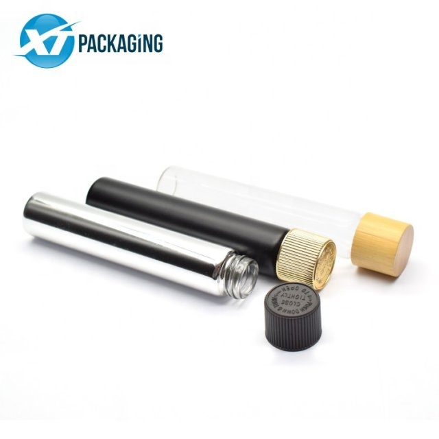 OEM logo or labeled clear glass preroll tubes with child proof cap for packaging 22*120 mm