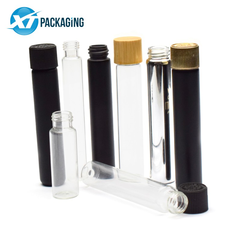 OEM logo or labeled clear glass preroll tubes with child proof cap for packaging 22*120 mm