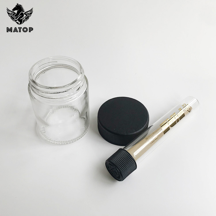 OEM logo printing custom glass jar for hemp flower