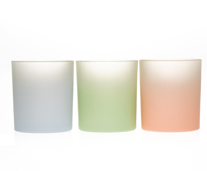 OEM logo printing frosted amber white colorful glass candle jars wholesale