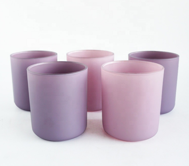 OEM logo printing frosted amber white colorful glass candle jars wholesale