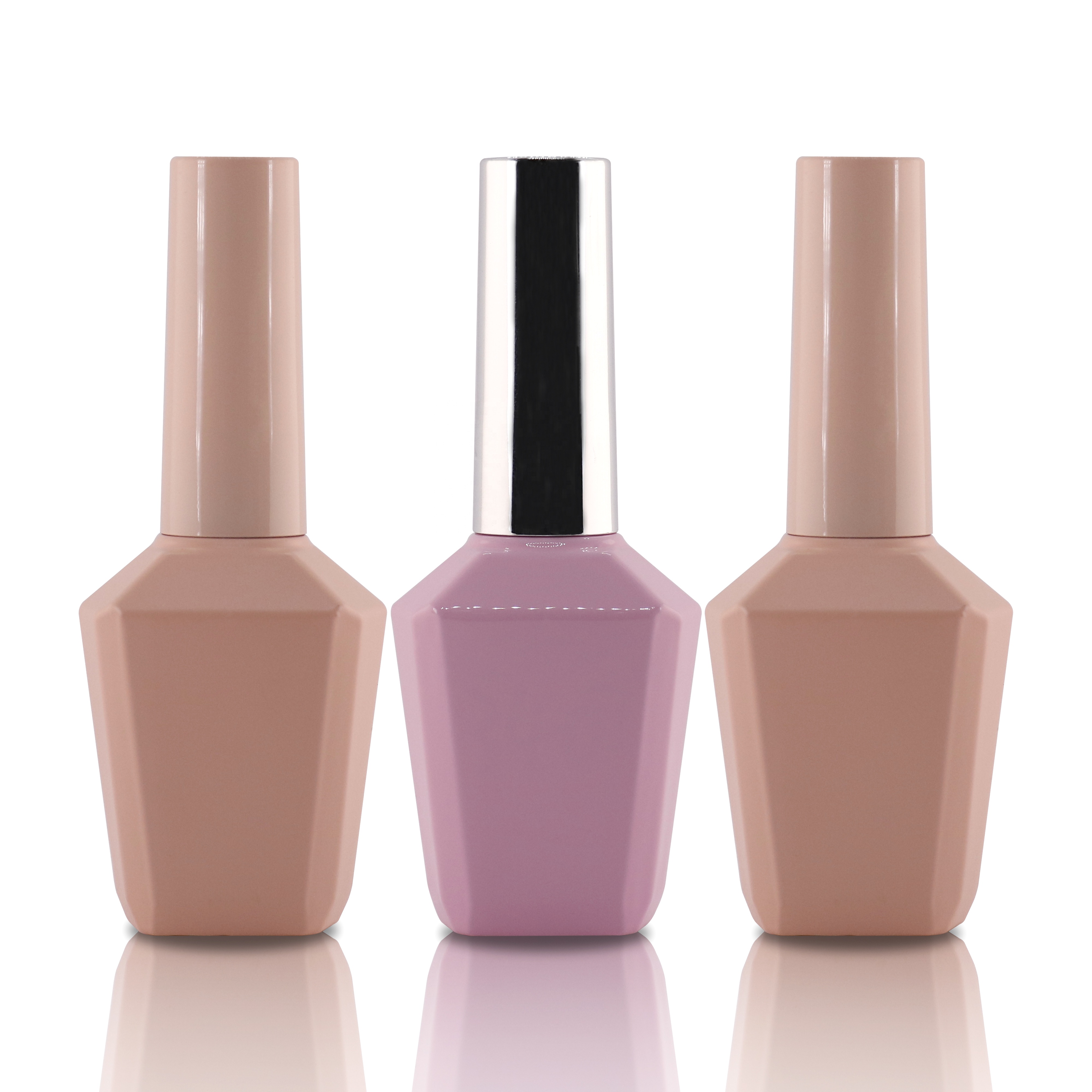 OEM wholesale matte white pink packaging unique high-end customized empty cosmetic glitter gel nail polish glass bottle luxury