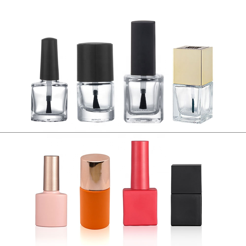 OEM wholesale matte white pink packaging unique high-end customized empty cosmetic glitter gel nail polish glass bottle luxury