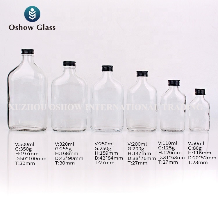 OSHOW 50ml 100ml 200ml 250ml 350ml 500ml Flat Shape Empty Cold Brew Coffee Bottle With Aluminum Cap