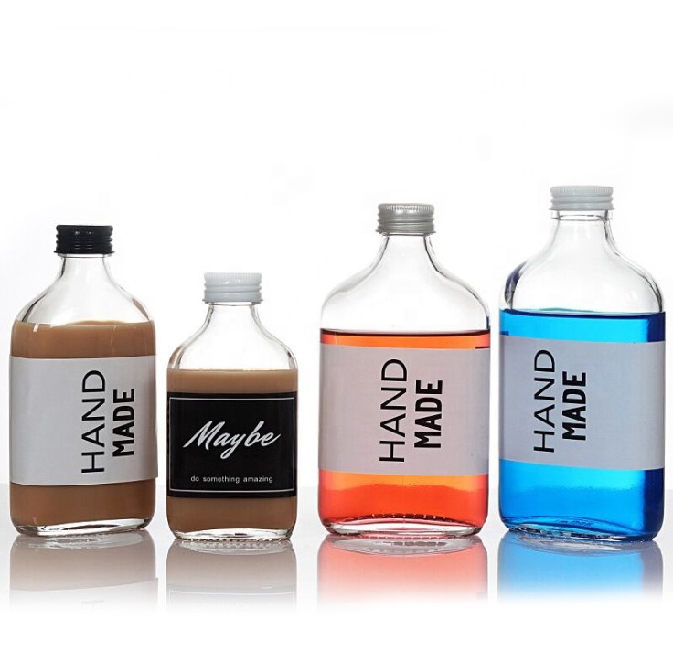OSHOW 50ml 100ml 200ml 250ml 350ml 500ml Flat Shape Empty Cold Brew Coffee Bottle With Aluminum Cap