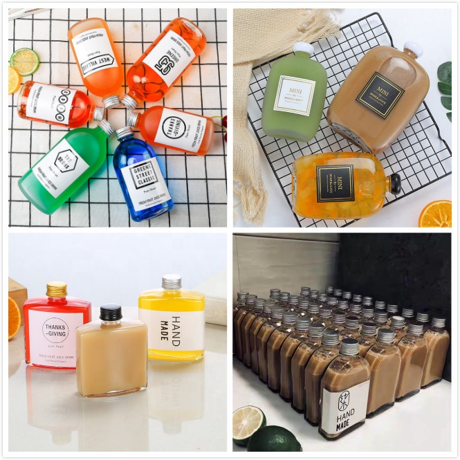 OSHOW 50ml 100ml 200ml 250ml 350ml 500ml Flat Shape Empty Cold Brew Coffee Bottle With Aluminum Cap
