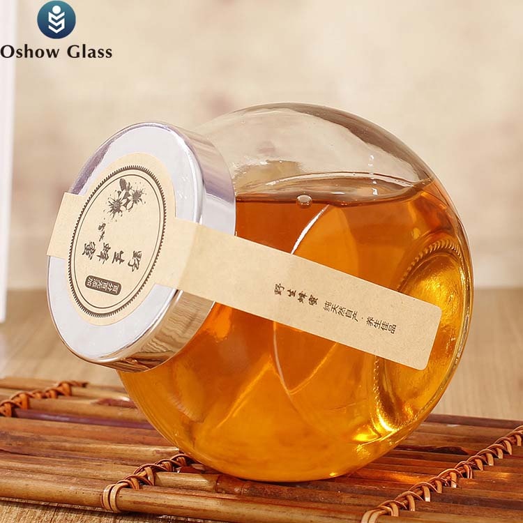 OSHOW New 50ml 100ml 380ml Empty Flat Drum Glass Peanut Butter Bottle Seasoning Bottle Sugar Jar