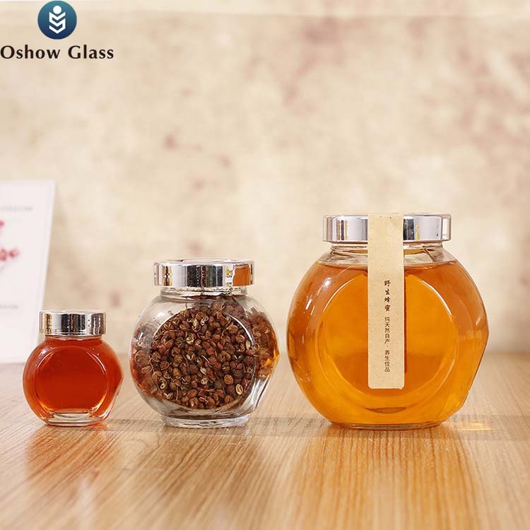 OSHOW New 50ml 100ml 380ml Empty Flat Drum Glass Peanut Butter Bottle Seasoning Bottle Sugar Jar