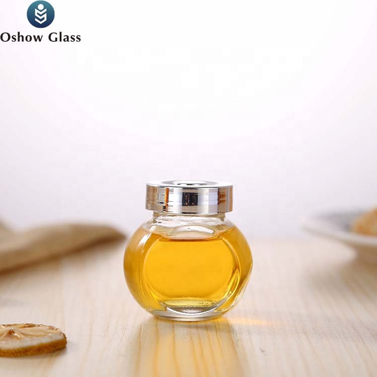 OSHOW New 50ml 100ml 380ml Empty Flat Drum Glass Peanut Butter Bottle Seasoning Bottle Sugar Jar