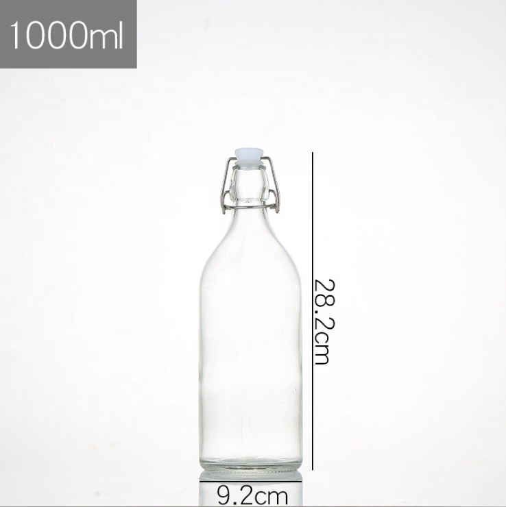 OSHOW New Design 1000ml 35oz Clear Flip Top Bottle Swing Top Glass Bottles