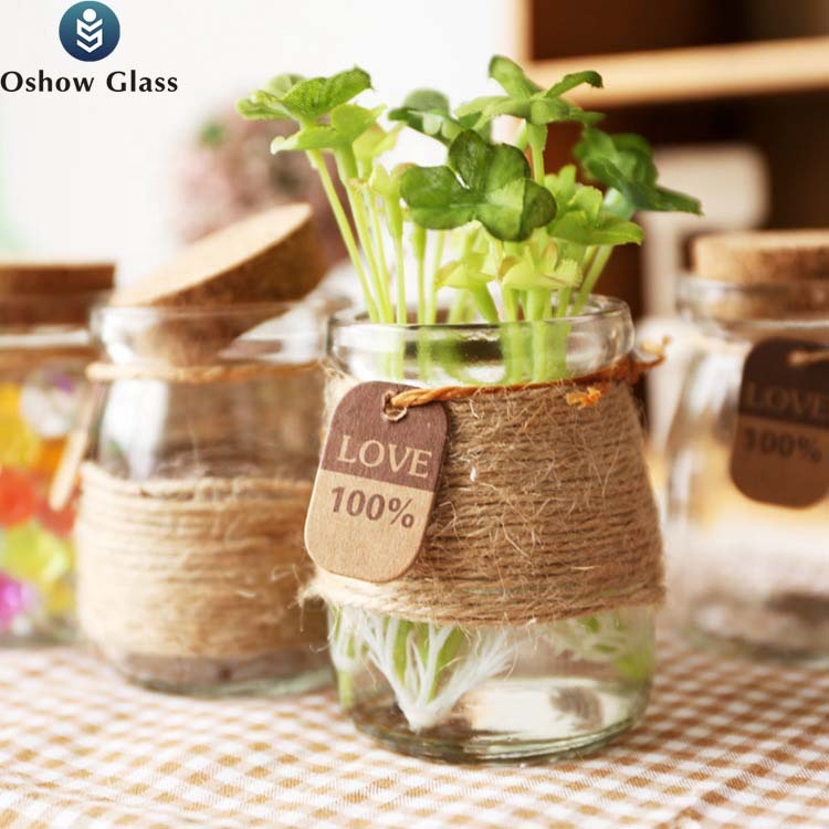 OSHOW Private Label 100ml 200ml Clear Milk Pudding Yogurt Jelly Fruit Mousse Glass Cup With Cork