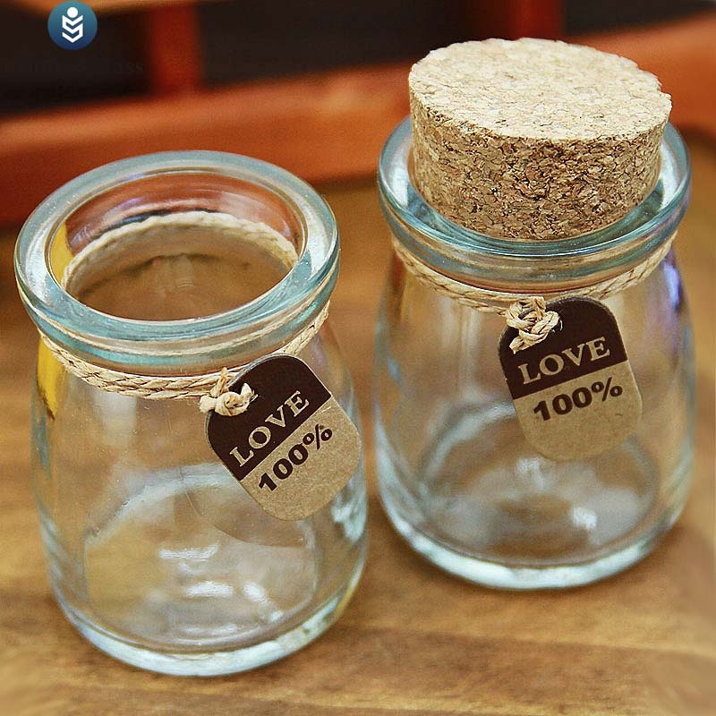OSHOW Private Label 100ml 200ml Clear Milk Pudding Yogurt Jelly Fruit Mousse Glass Cup With Cork