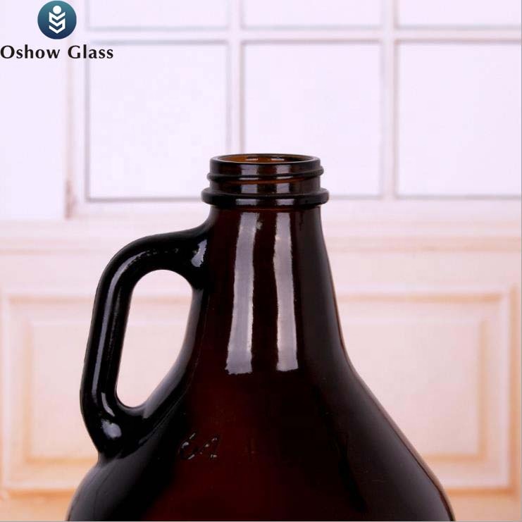 OSHOW Sprary-Painted 1L China Big Growler California Iter Amber Glass Beer Wine Bottle With Cork