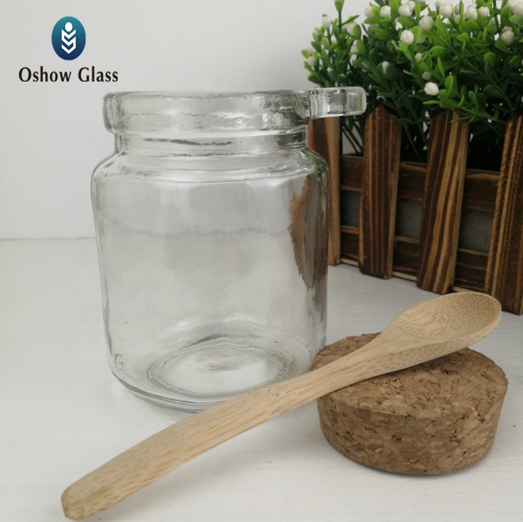OSHOW Wholesale 100ml 250ml Pudding Glass Jar with Wooden Cork and Spoon