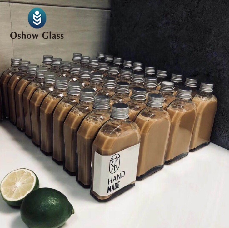 OSHOW Wholesale 100ml Empty Elegant Glass Beverage Milk Tea Juice Coffee Bottle