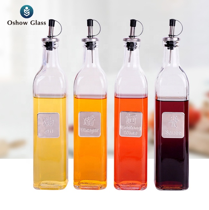 OSHOW Wholesale 150ml 250ml 500ml kitchen cooking olive oil glass bottle with metal nozzle