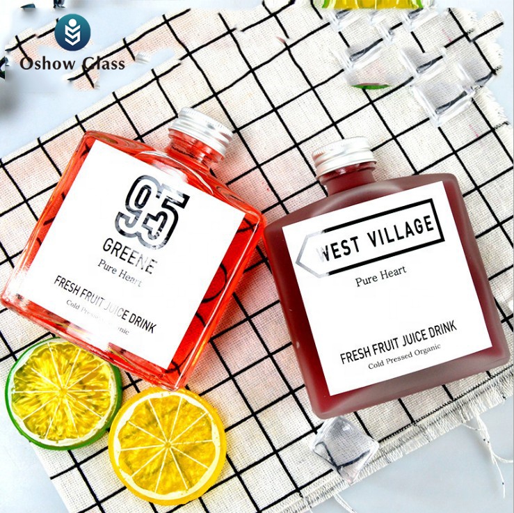 OSHOW Wholesale 250ml Saudi Arabia flat square kombucha ice tea glass bottle for milk juice coffee wine