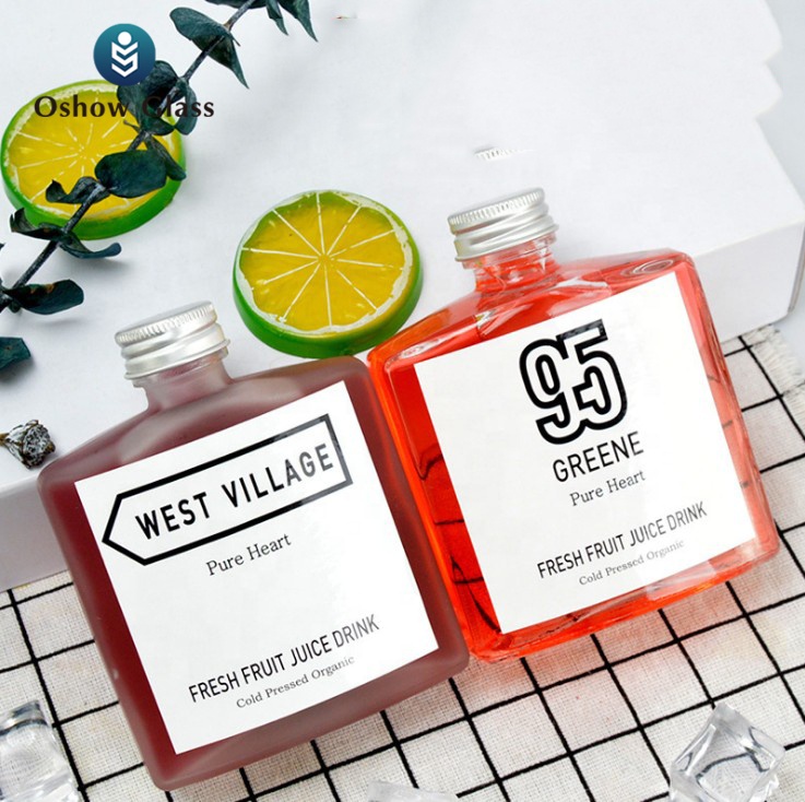 OSHOW Wholesale 250ml Saudi Arabia flat square kombucha ice tea glass bottle for milk juice coffee wine