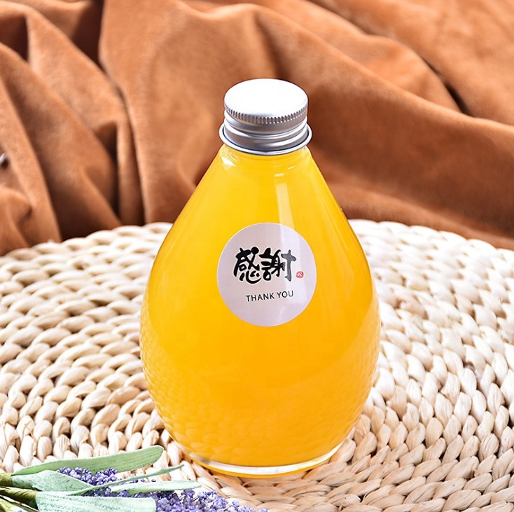 OSHOW Wholesale 350ml 500ml Bulb shaped Unique Design Cute Creative Glass Bottle for Juice Milk Tea Coffee