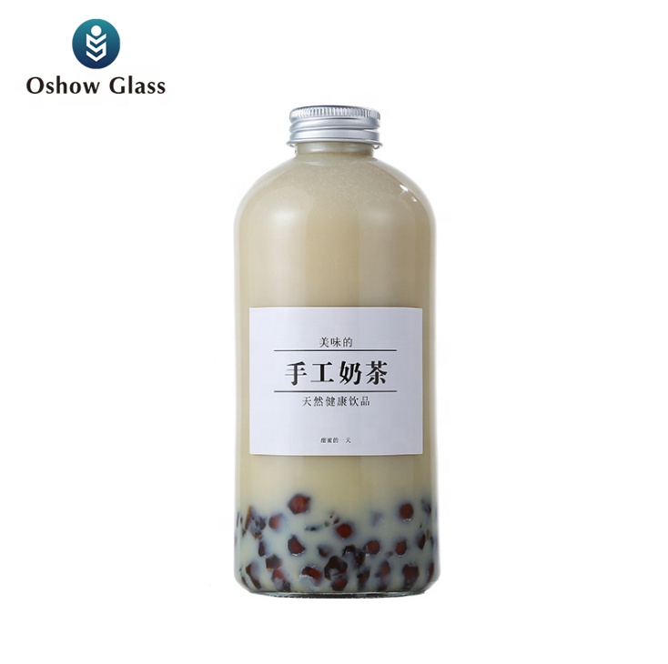 OSHOW Wholesale 350ml 500ml Round Glass Drink Bottles forJuice milk tea beverages Kombucha