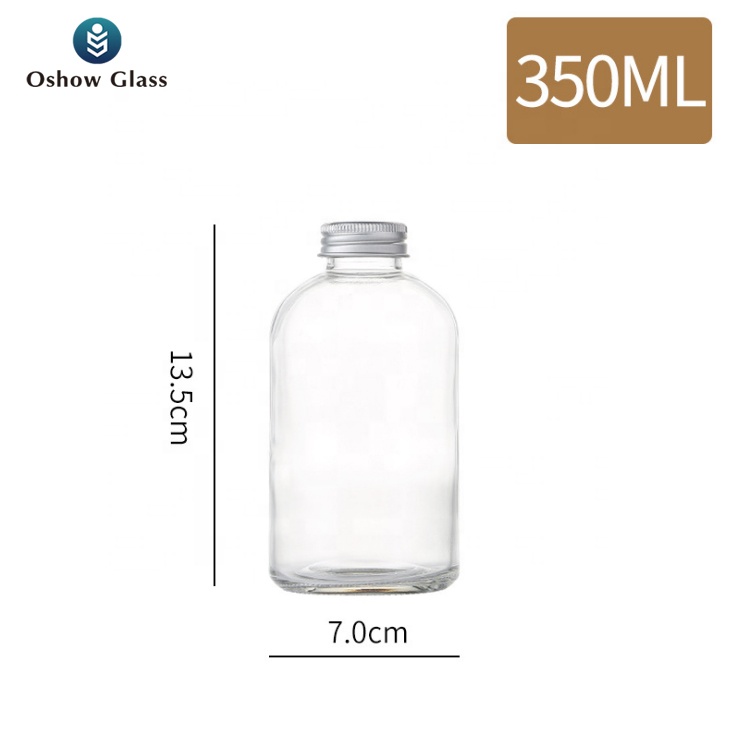 OSHOW Wholesale 350ml 500ml Round Glass Drink Bottles forJuice milk tea beverages Kombucha