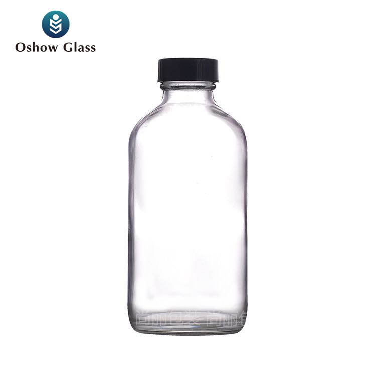 OSHOW Wholesale Boston Round 8oz 16oz Glass Bottles Cold Brew Coffee Kombucha Glass Bottle With Screw Cap