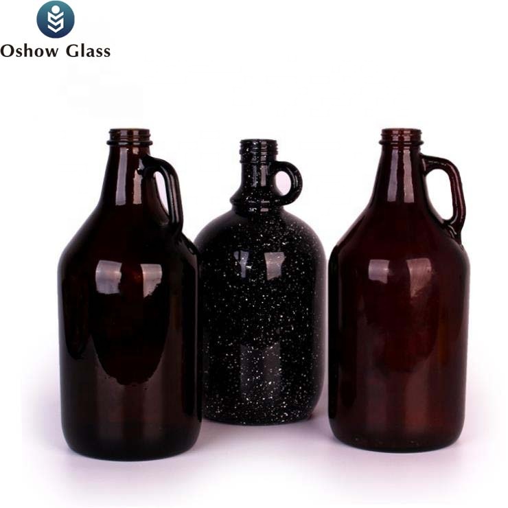 OSHOW Wholesale California Iter Amber Glass 2L China Big Growler Beer Wine Bottle With Cork