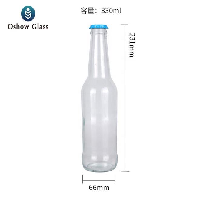 OSHOW Wholesale Most popular clear drink 250ml 330ml transparent glass beer bottle