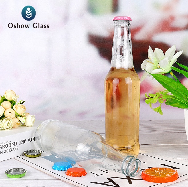 OSHOW Wholesale Most popular clear drink 250ml 330ml transparent glass beer bottle