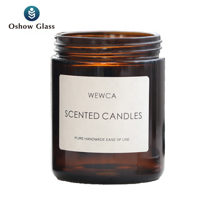 OSHOW Wholesale apothecary 100ml 250ml amber candle jar apothecary candle holder jar