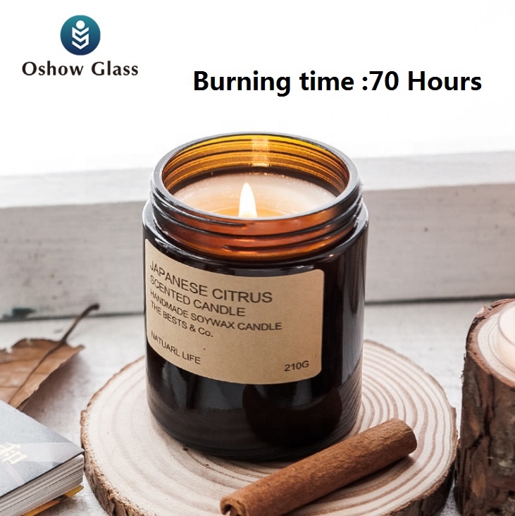 OSHOW Wholesale apothecary 100ml 250ml amber candle jar apothecary candle holder jar
