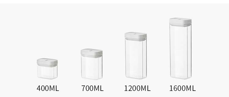 OSW Clear ABS PMMA 400ml 700ml 1200ml 1600ml Plastic Cereal Containers For Grains Nuts Snacks Kitchen Organization
