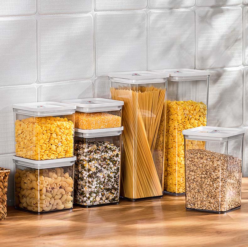 OSW Easy Locking Plastic Food Storage Containers With Seal Lids For Nuts Dry Food Kitchen Food Grade ABS Material