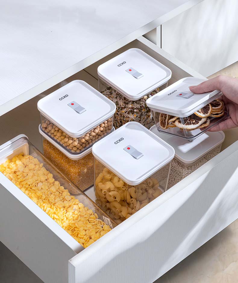OSW Easy Locking Plastic Food Storage Containers With Seal Lids For Nuts Dry Food Kitchen Food Grade ABS Material
