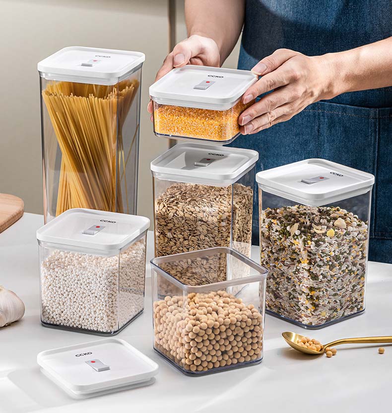 OSW Food Grade ABS Material Easy Locking Plastic Food Storage Containers With Seal Lids For Nuts Dry Food Kitchen